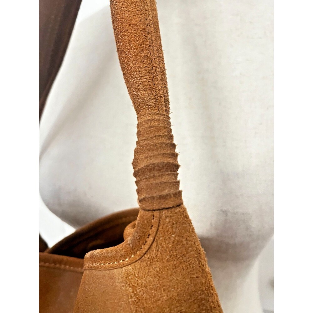 Margot Suede Leather Long Fringe Bucket Shoulder Bag Tote Brown Western Hippie - Picture 6 of 16